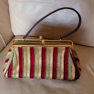 Glenda Gies, lime gold rusty red, chenille purse. Great for day and evening.